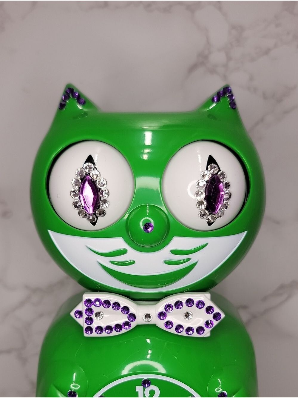 RARE Jeweled Classic Green Kit Kat Cat Klock Clock